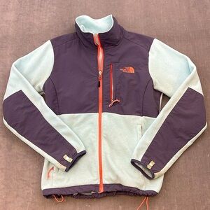 The North Face Women's Denali Fleece Zip‎ Jacket Coat Aqua Blue Coral Size Small